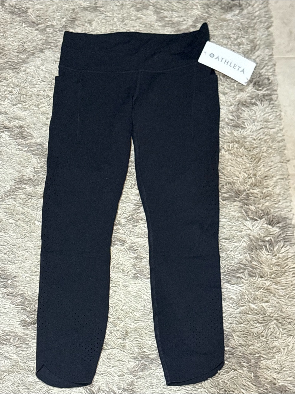 NWT Athleta Chakra 7/8 Leggings Black Size Small Powervita High Rise $98 MSRP